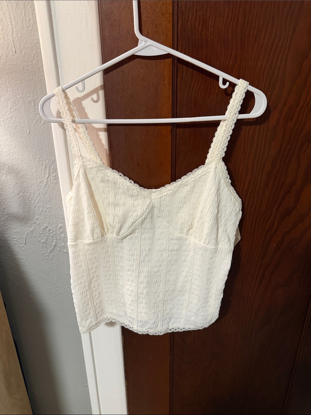 Lace-Trim Ivory Camisole Tank Top